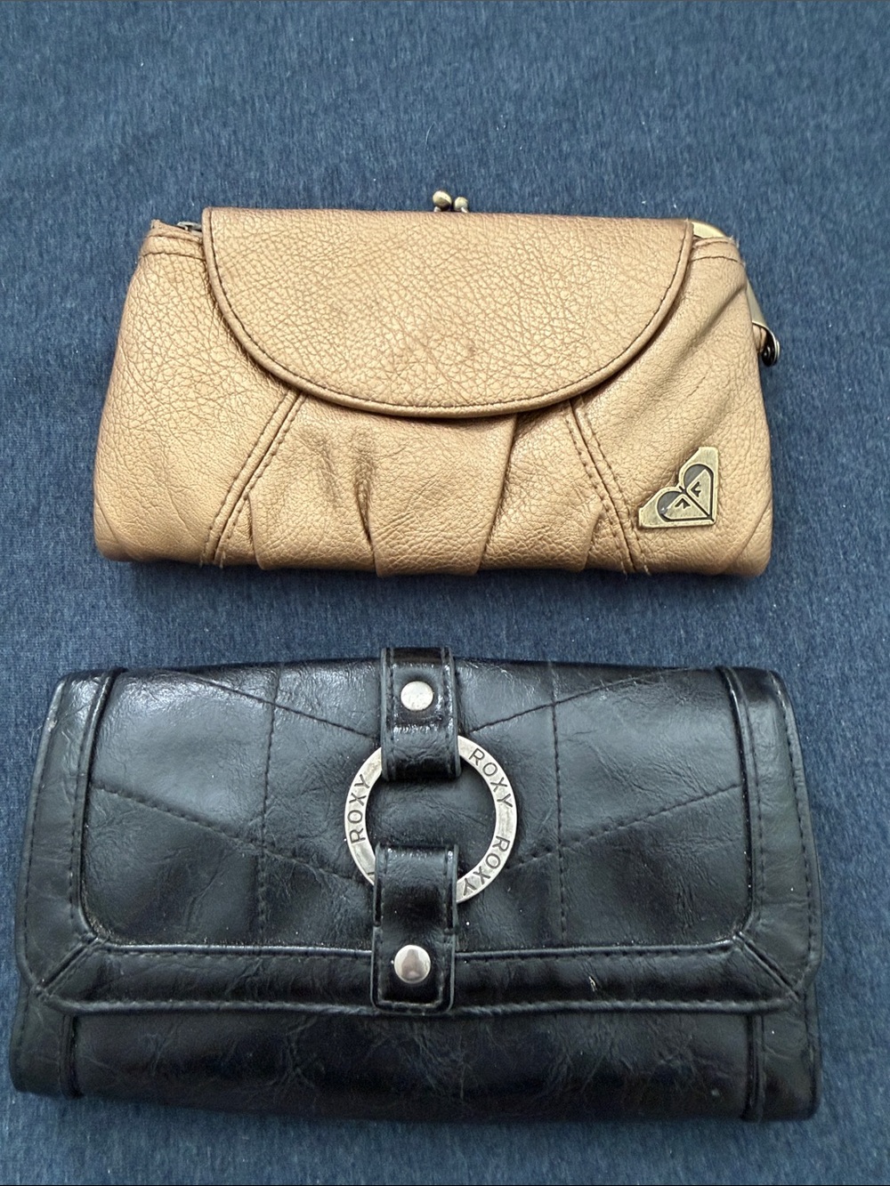 Roxy Metallic Gold and Black Leather Wallet Set